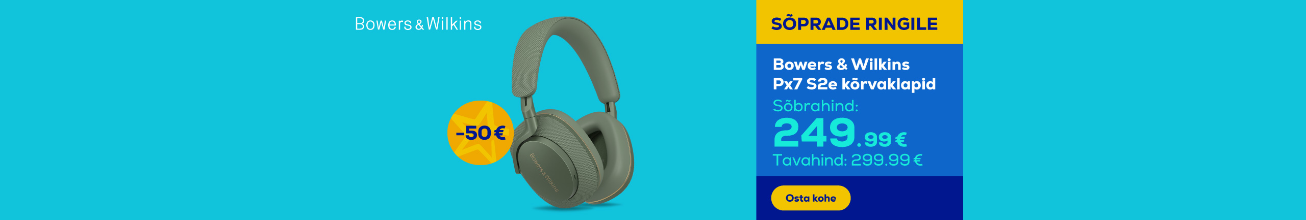 Bowers & Wilkins Px7 S2e over ear headphones