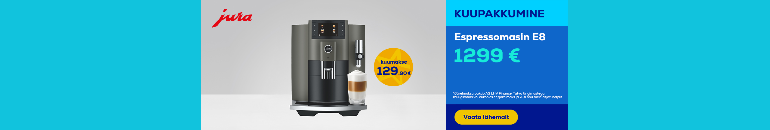 Jura espresso coffee machines - 0% interest for 10 months, 0€ deposit, 0€ contract fee
