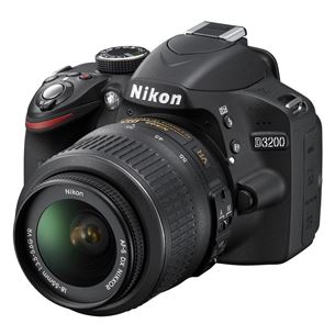 DSLR camera D3200 with 18–55mm VR II & adapter, Nikon