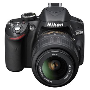 DSLR camera D3200 with 18–55mm VR II & adapter, Nikon