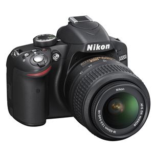 DSLR camera D3200 with 18–55mm VR II & adapter, Nikon