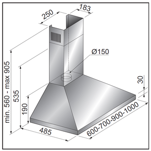 Integreeritav õhupuhasti seinale Beko /maks. võimsus: 482 m³/h