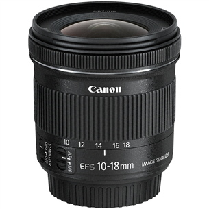 Objektiivi EF-S 10-18mm f/4.5-5.6 IS STM komplekt, Canon
