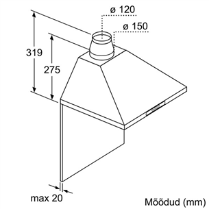 Wall-mounted cooker hood, Bosch / 390 m³/h