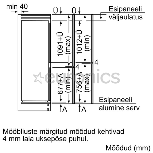 Built-in refrigerator Bosch (178 cm)