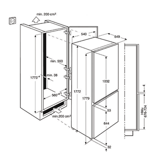 Интегрируемый холодильник, Electrolux (178 см)