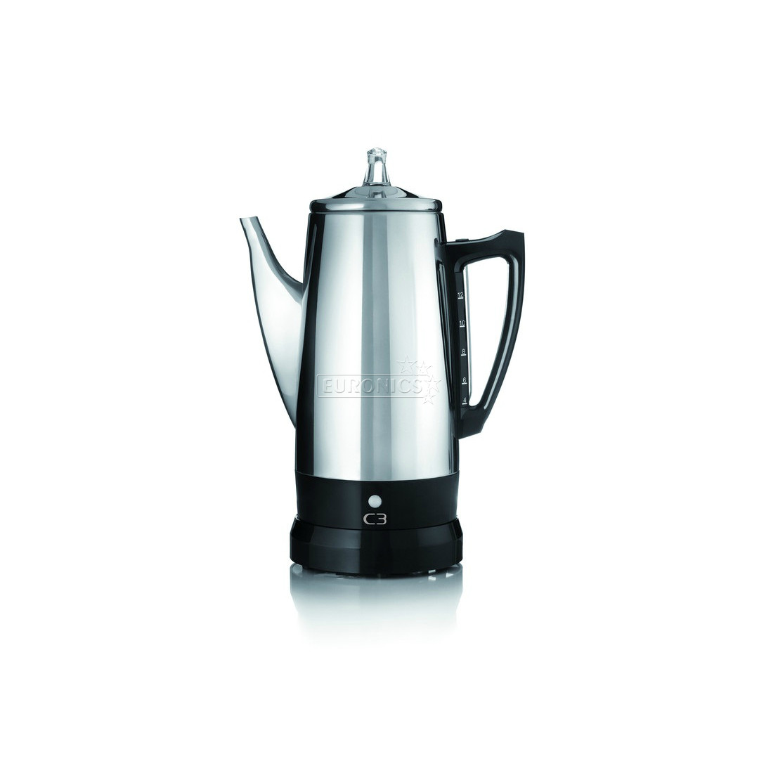 C3, 12 cups, silver/black - Percolator