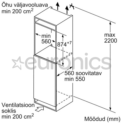 Интегрируемый холодильный шкаф Bosch (88 см)
