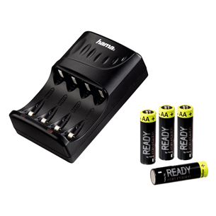 4 AA batteries with a charger, Hama