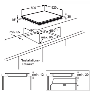 Electrolux, laius 59 cm, raamita, must - Integreeritav keraamiline pliidiplaat