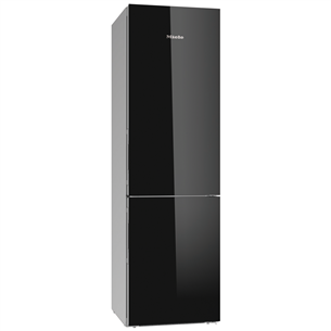 Miele, 351 L, height 201 cm, black glass/grey sides - Refrigerator