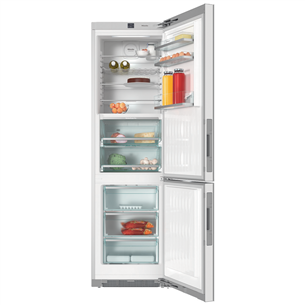 Miele, 351 л, высота 201 см, белое стекло/серые боковины - Холодильник