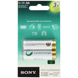 2 x AA rechargeable batteries Sony (2100 mAh)