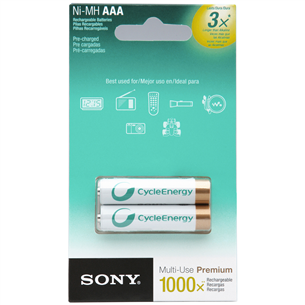 2 x AAA rechargeable batteries, Sony / 800 mAh