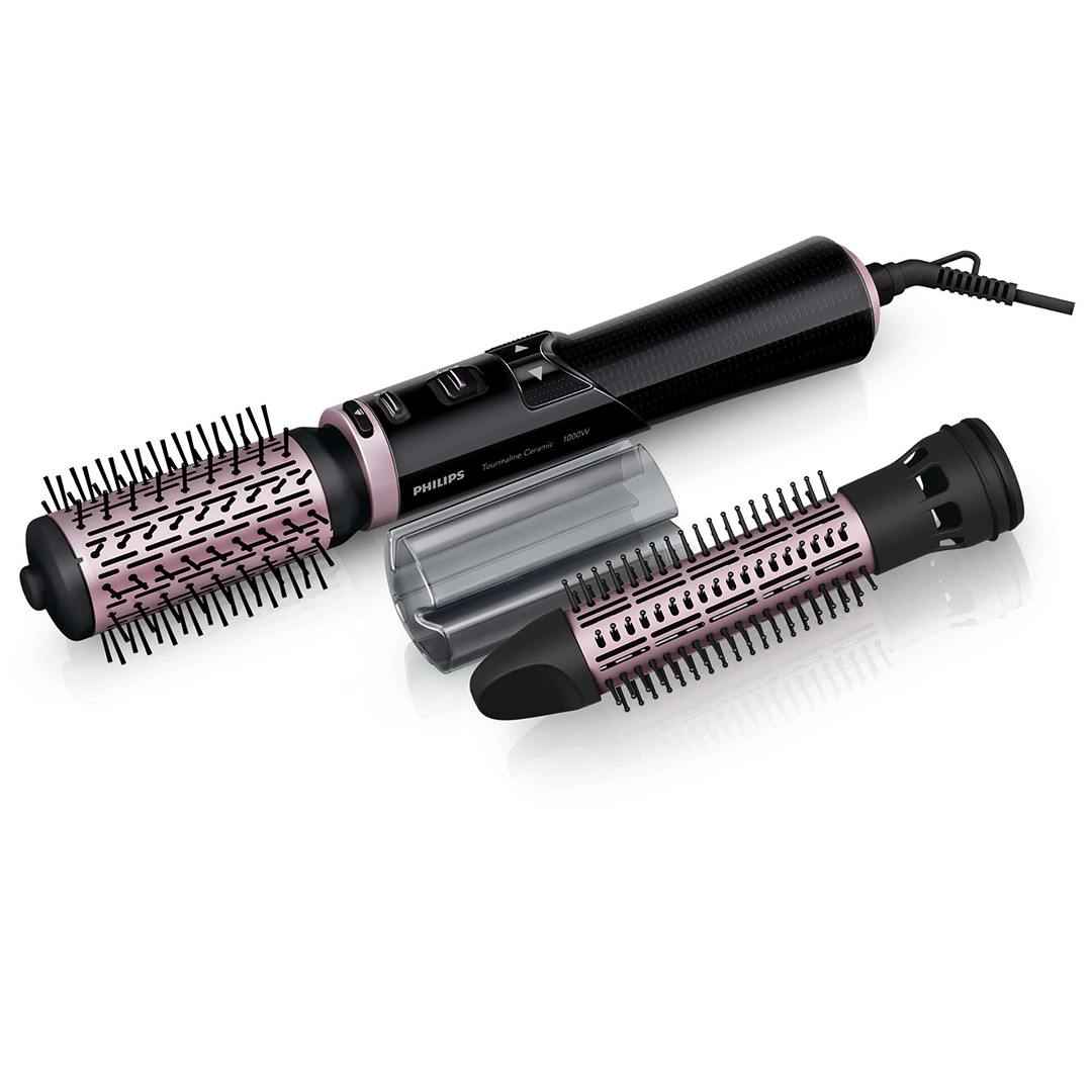 Philips Volumebrush, 1000 Вт, черный/розовый - Вращающийся фен-щетка