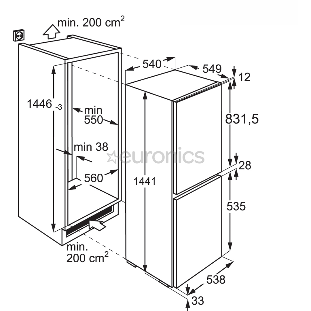 Built-in refrigerator Electrolux (144 cm)