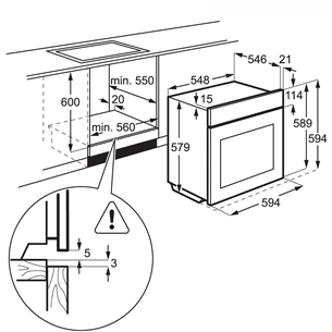 Built-in oven, Electrolux / capacity: 71 L