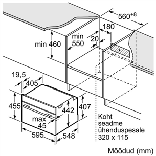 Bosch, с функцией микроволн, 45 л, белый - Интегрируемый компактный духовой шкаф
