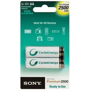 2 x AA akupatareid Sony (2500 mAh)