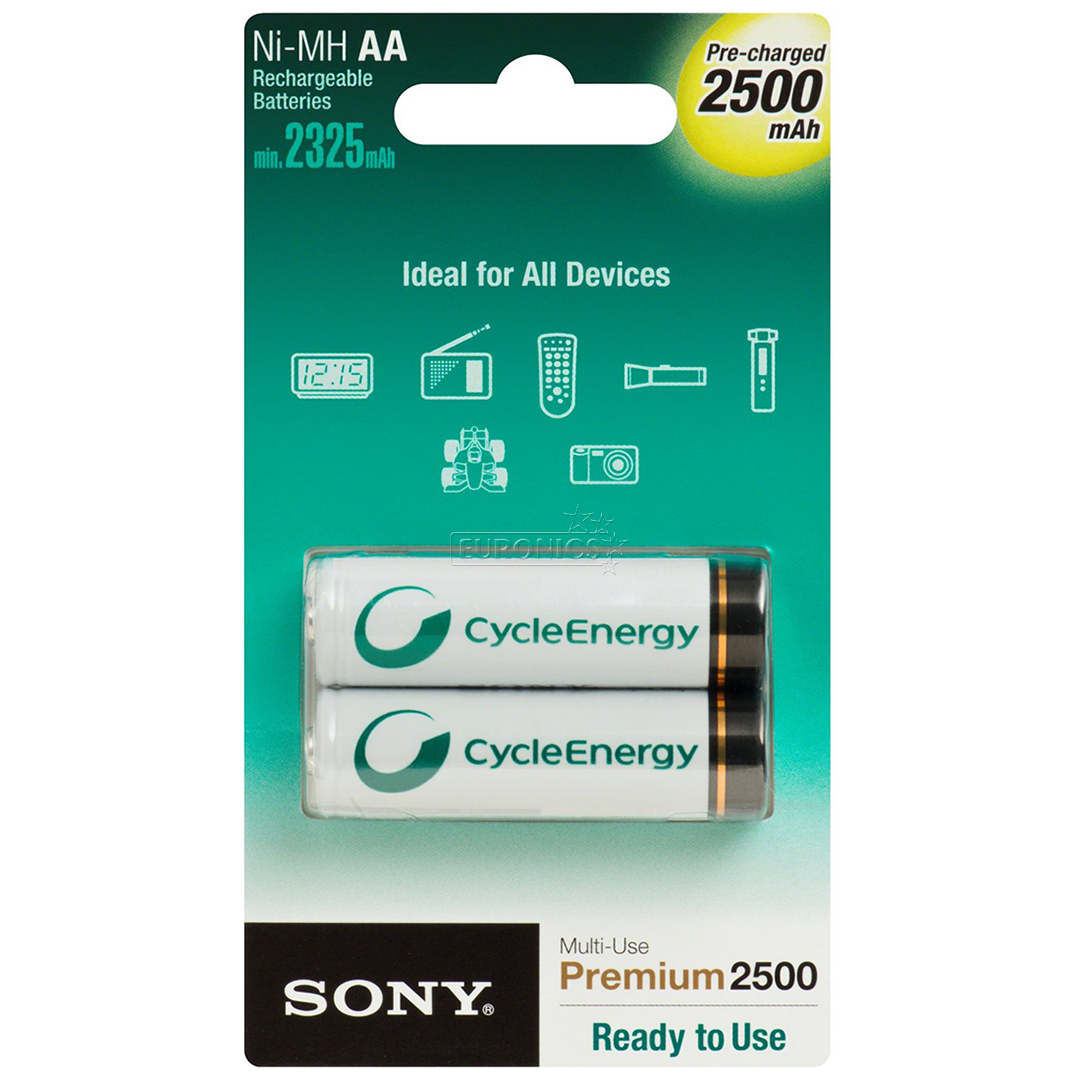 2 x AA rechargeable batteries, Sony / 2500 mAh, NHAAB2GN