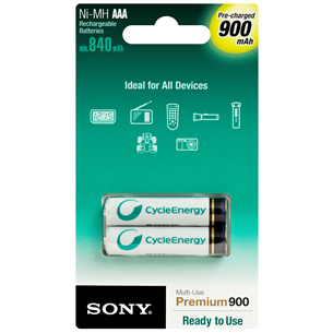 2 x AAA akupatareid Sony (900 mAh)