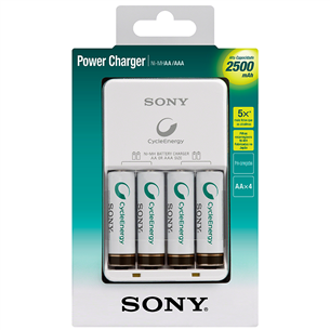 Зарядное устройство и 4xAA аккумуляторных батарейки, Sony