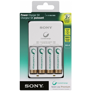 Plug-in charger and 4x AA batteries Sony (2100 mAh)