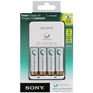 Akulaadija ja 4x AA akupatareid Sony (2100 mAh)