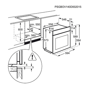 Built in oven Electrolux / oven capacity : 72 L