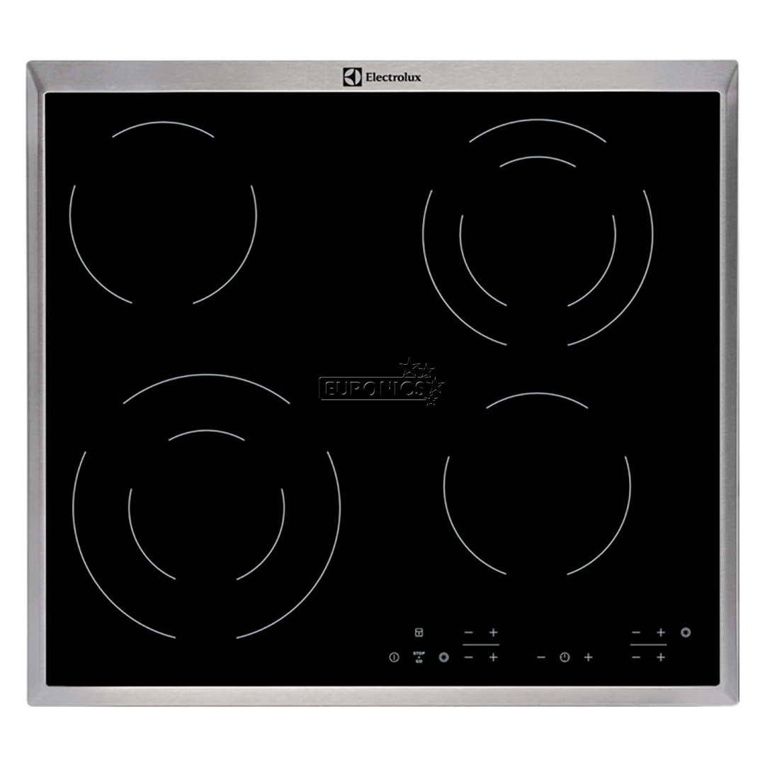 Electrolux, Stop+go, width 57.6 cm, steel frame, black - Built-in Ceramic Hob