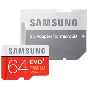 Micro SDXC mälukaart + adapter Samsung EVO+ (64 GB)