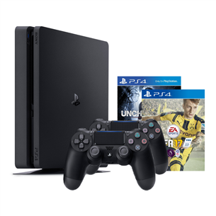 Game console Sony Playstation 4 Slim (1 TB) + FIFA 17 + UNCHARTED 4: A Thief's End