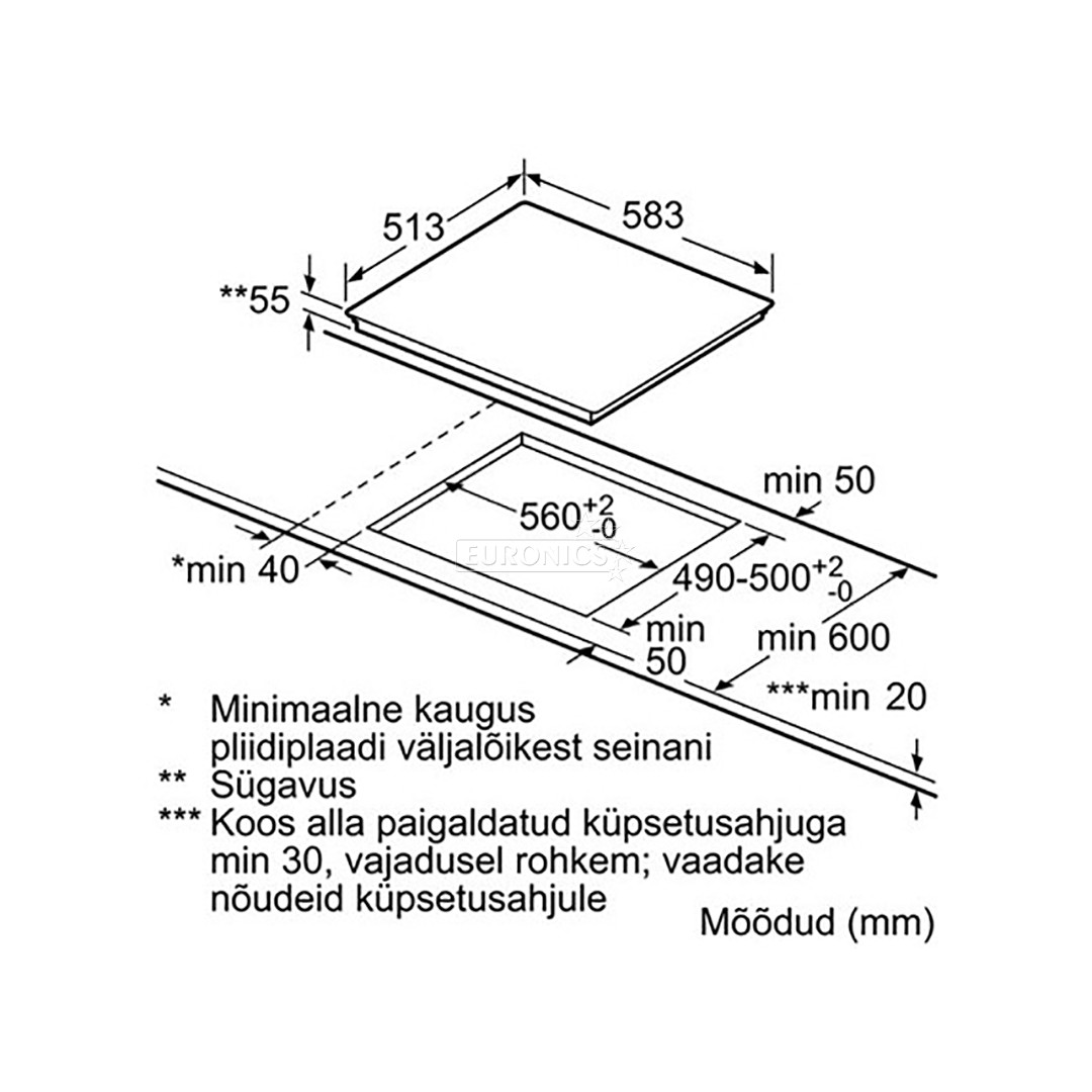 Integreeritav induktsioonpliidiplaat Bosch