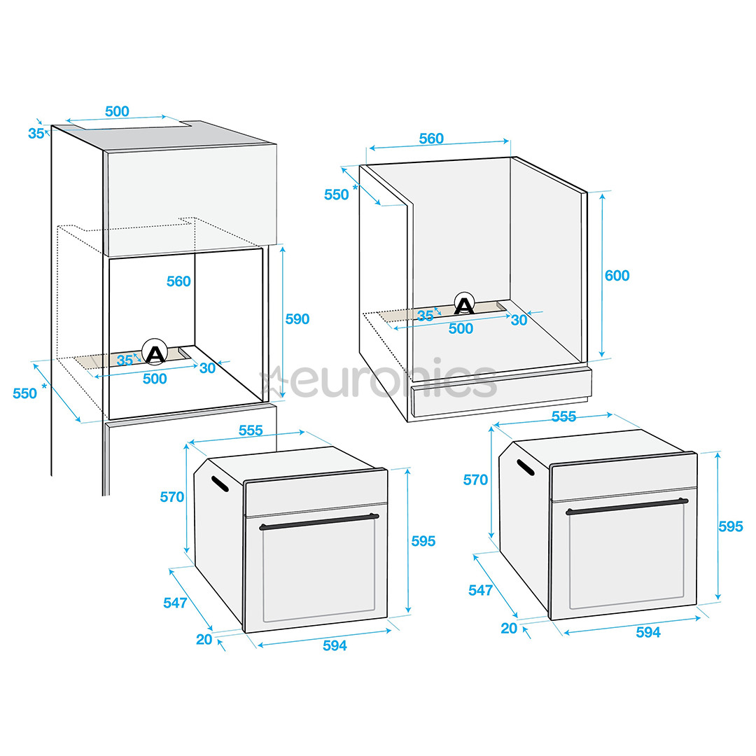 Beko, 71 L, catalytic cleaning, black/inox - Built-in oven