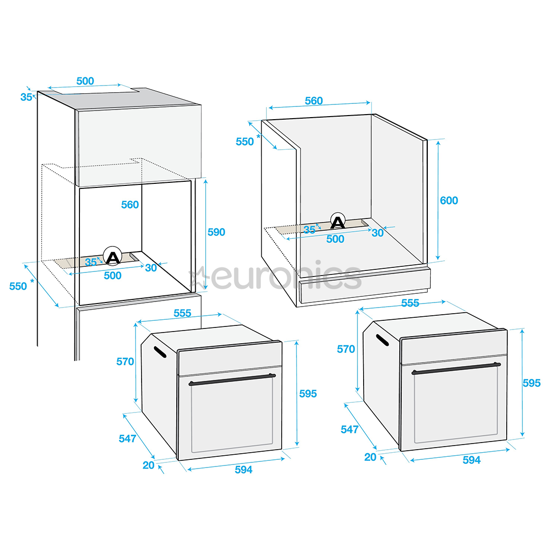Beko, 71 L, catalytic cleaning, black/inox - Built-in oven