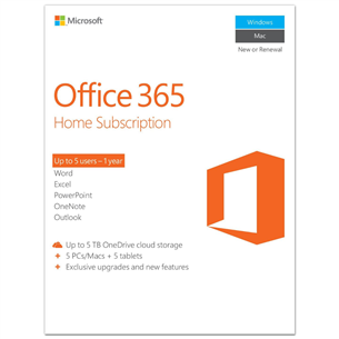 Microsoft Office 365 Home / EST 1 year license
