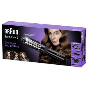 Braun Satin Hair 3, 400 Вт, серебристый/черный - Фен-щетка