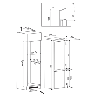 Buit-in refrigerator Whirlpool (194 cm)