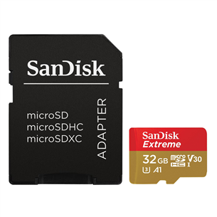 MicroSDHC mälukaart SanDisk Extreme + adapter (32 GB) SDSQXAF-032G-GN6AA