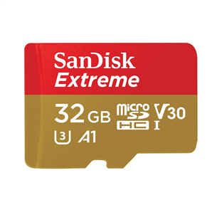 MicroSDHC mälukaart SanDisk Extreme + adapter (32 GB)