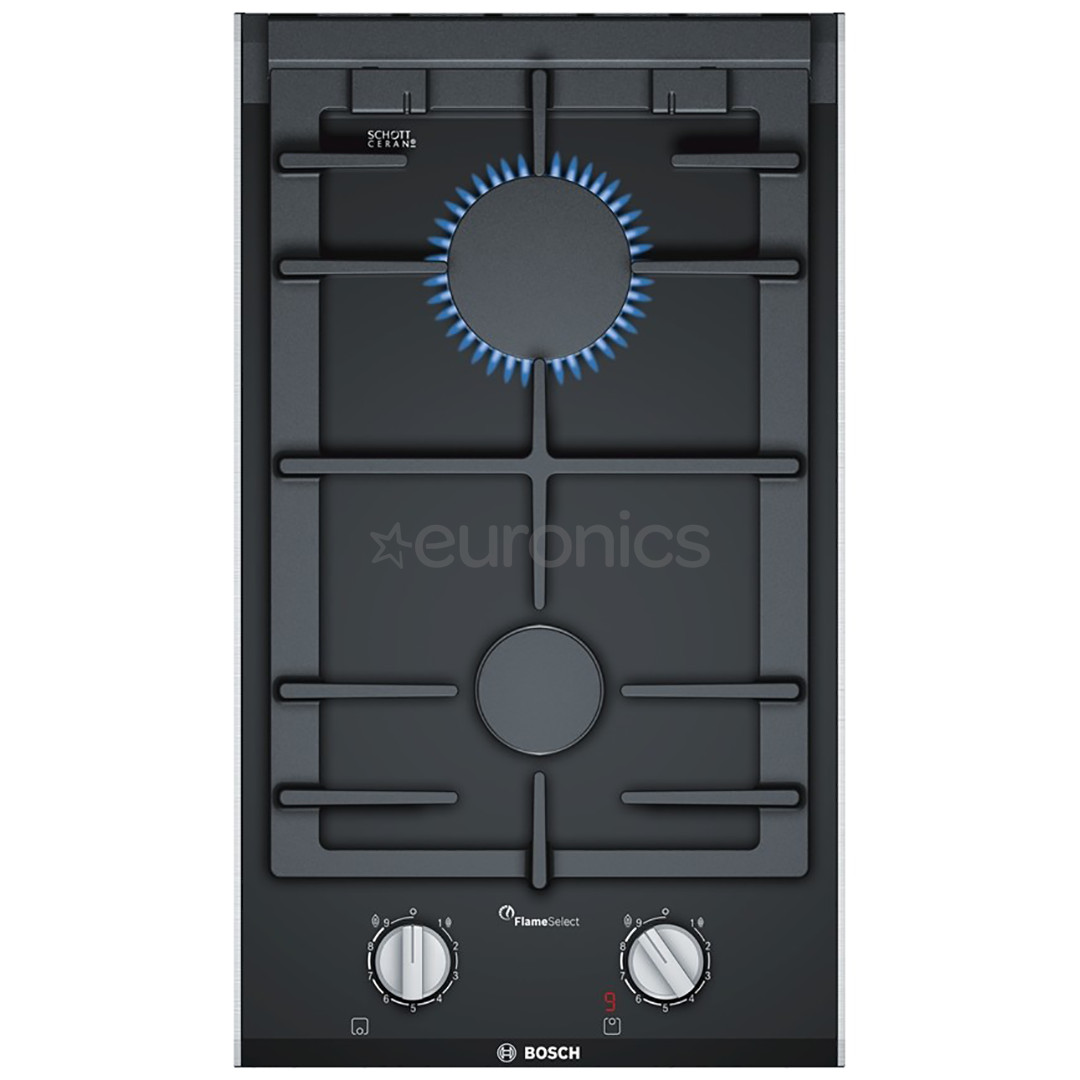 Bosch Domino, 2 burners, width 30.6 cm, black - Built-in Gas Hob