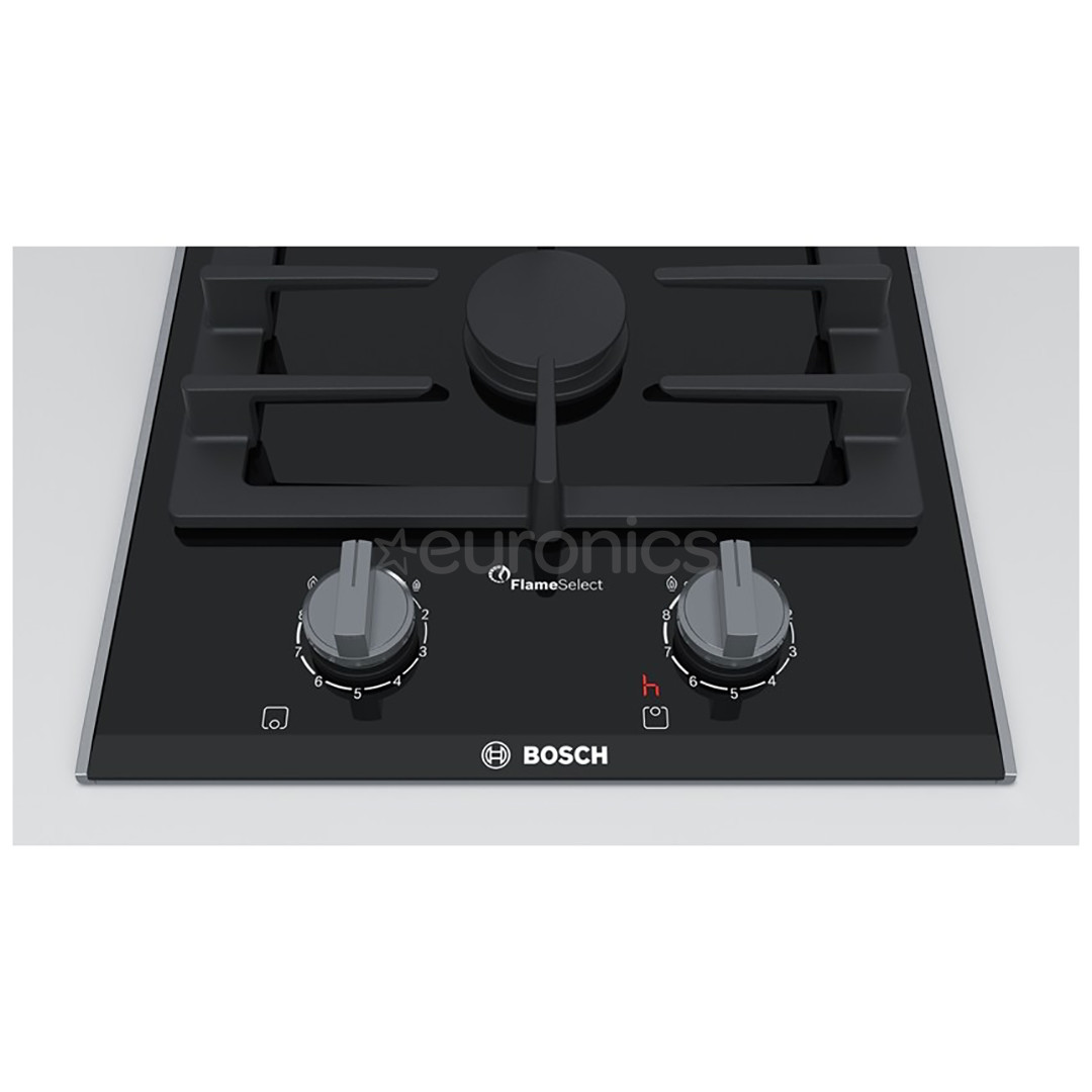 Bosch Domino, 2 burners, width 30.6 cm, black - Built-in Gas Hob