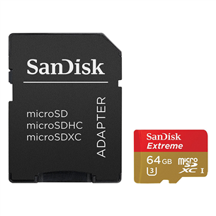 MicroSDHC mälukaart SanDisk Extreme + adapter (64 GB)