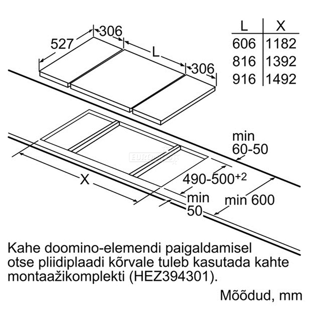 Integreeritav keraamiline pliidiplaat Bosch Domino
