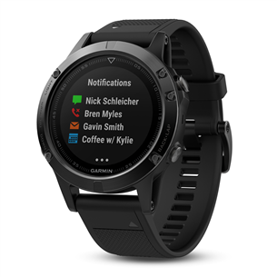 Мультиспортивные часы FENIX 5, Sapphire, Garmin - с чёрным ремешком