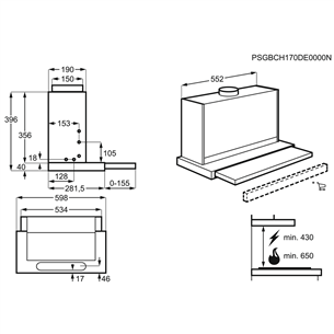 Built-in hood AEG (537 m³/h)