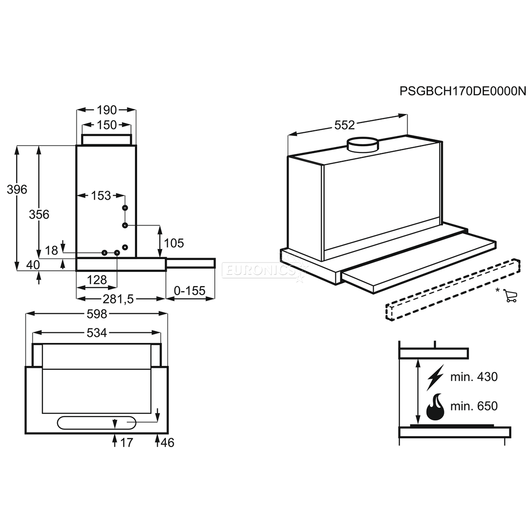 Built-in hood AEG (537 m³/h)