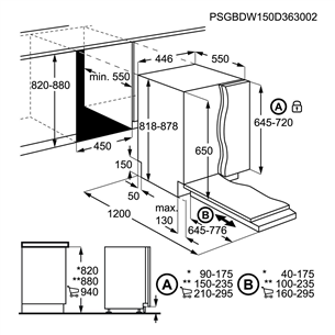 Built-in dishwasher, AEG / 9 place settings