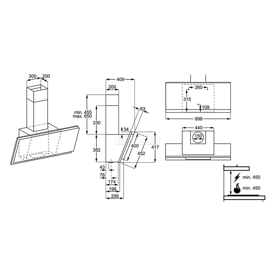 Cooker hood, AEG (700m³/h)