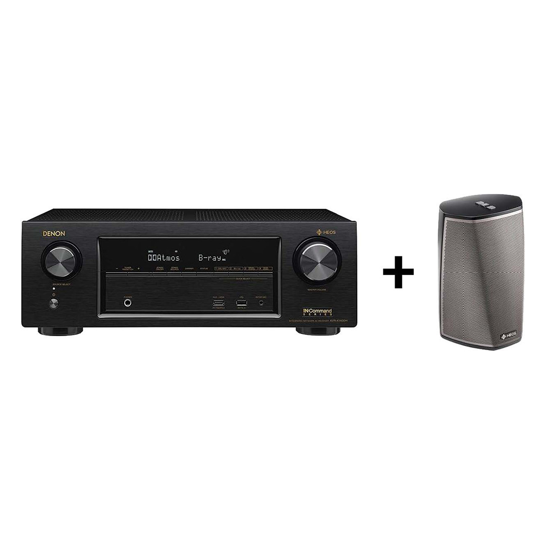 Receiver Denon AVRX1400H + wireless multiroom speaker HEOS 1